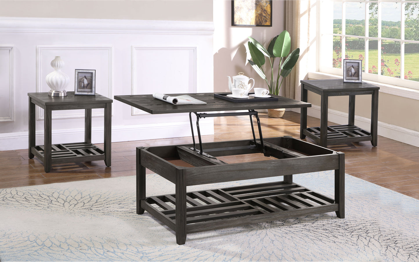 Cliffview 3-piece Lift Top Coffee and End Table Set Grey