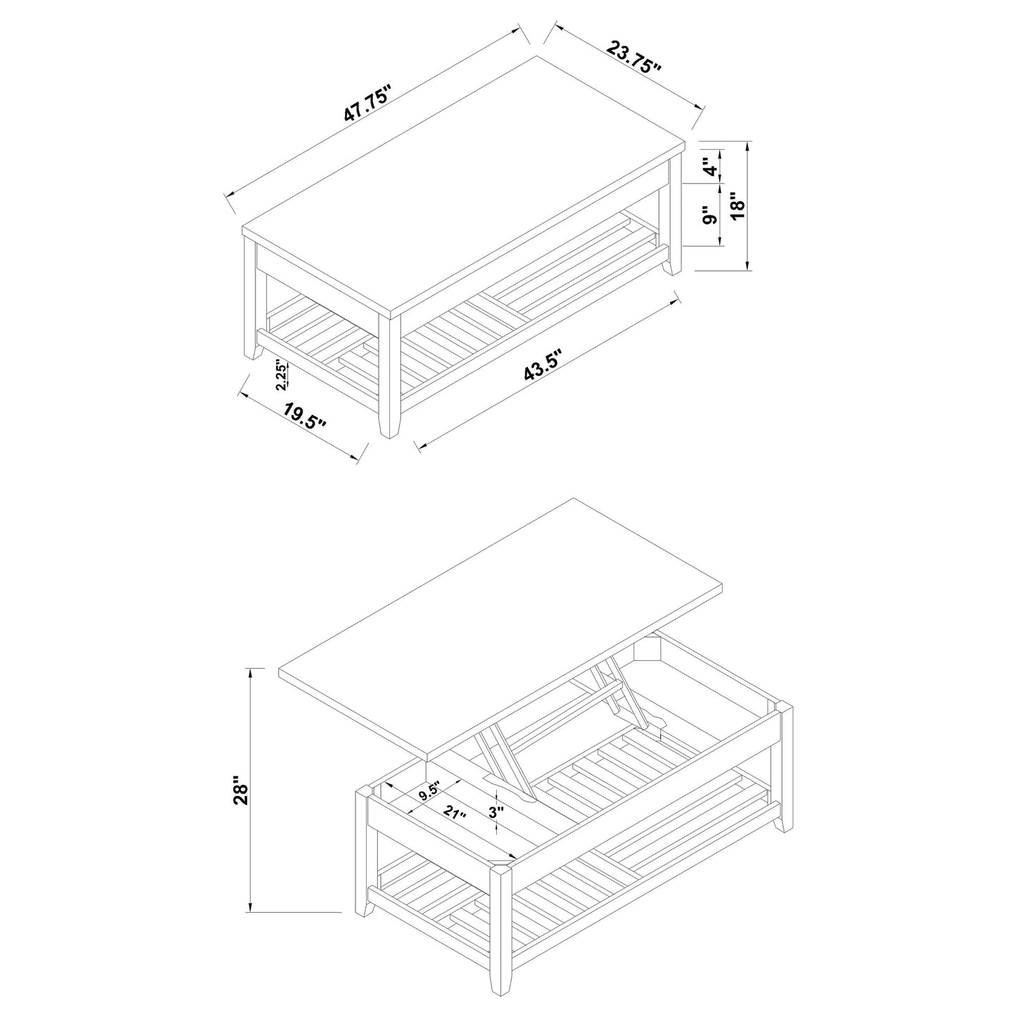 Cliffview 3-piece Lift Top Coffee and End Table Set Grey