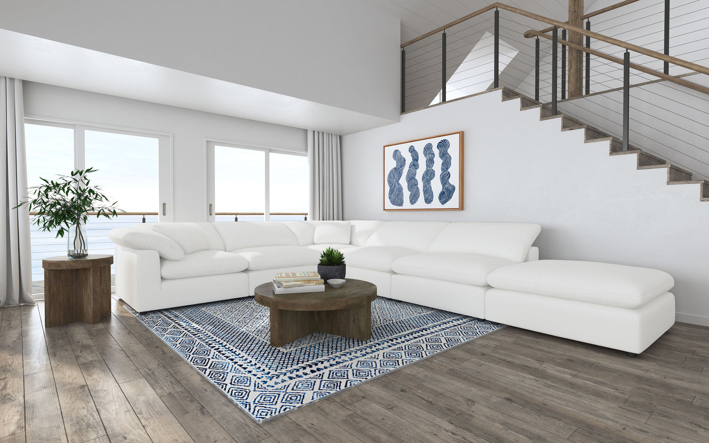 Raleigh 6-piece Boucle Upholstered Modular Sectional Ivory