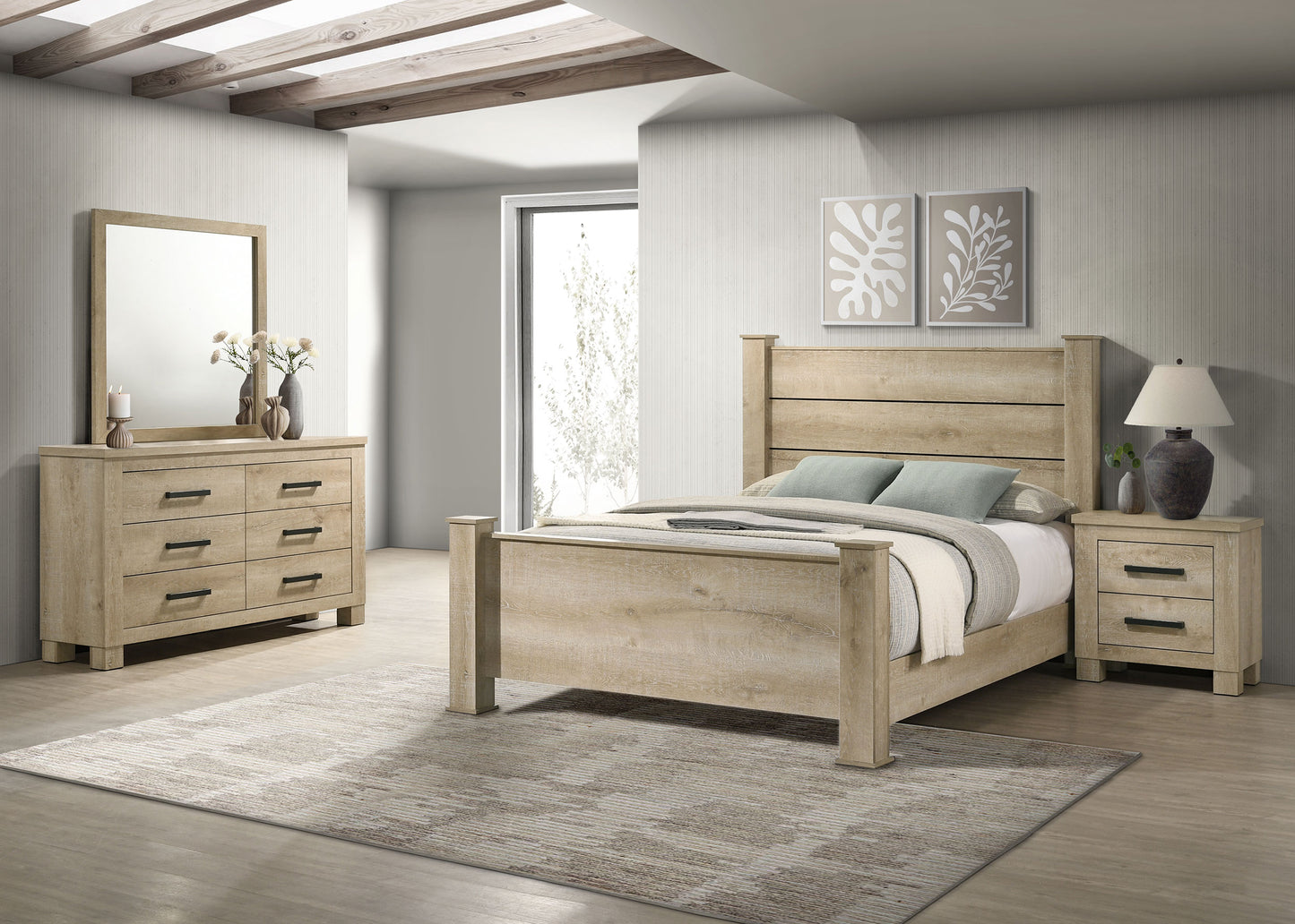 Oakglen 4-piece Eastern King Bedroom Set Weathered Oak
