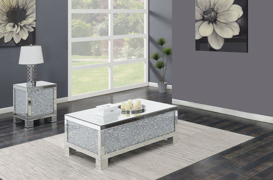 Gillian 2-piece Mirrored Coffee and End Table Set Silver