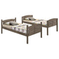Flynn Wood Twin Over Full Bunk Bed with Mattress Weathered Brown