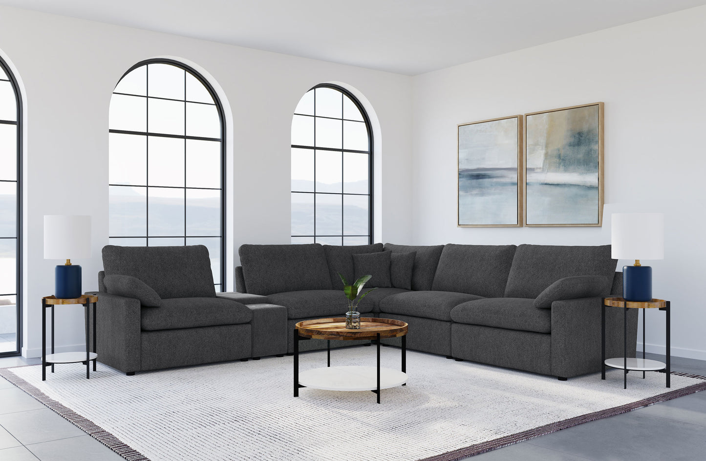 Collins 6-piece Modular Power Reclining Sectional Dark Grey