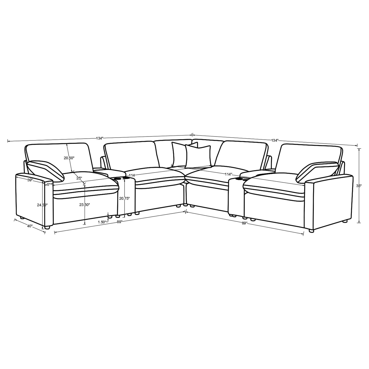 Collins 7-piece Modular Power Reclining Sectional Dark Grey