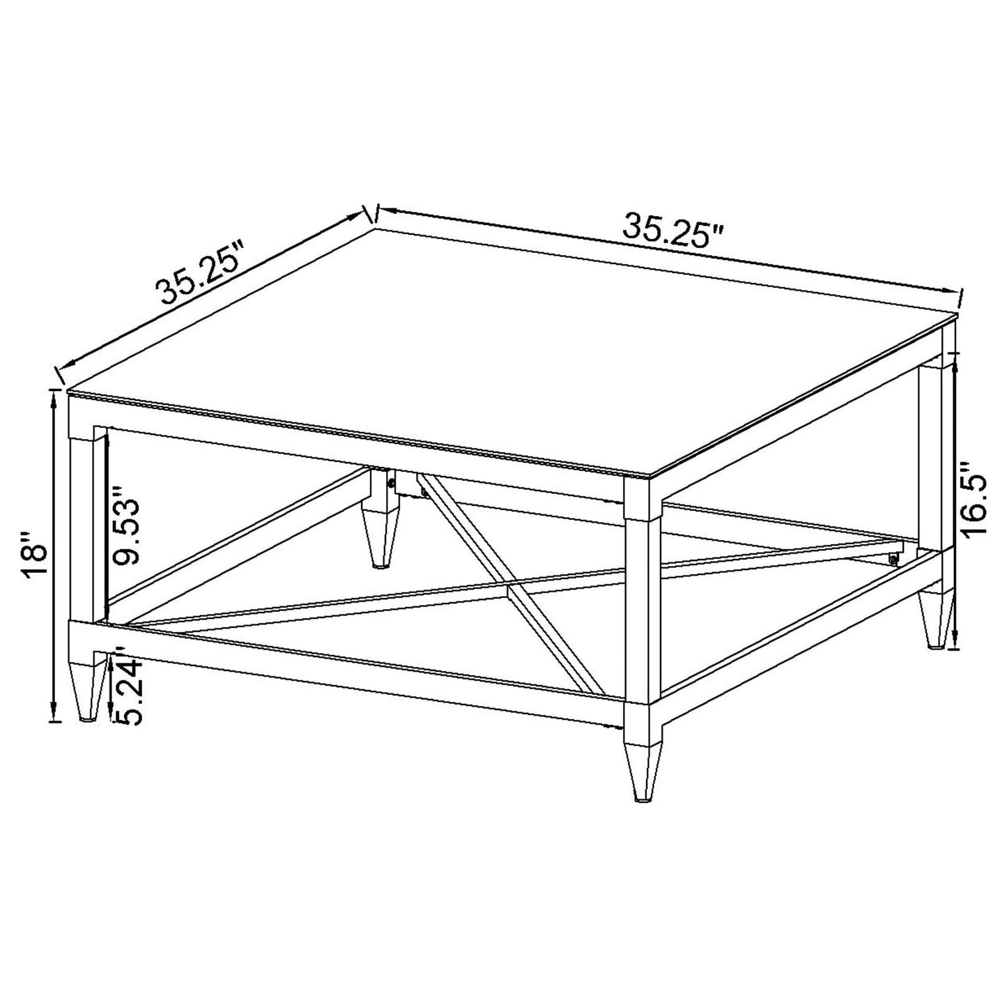 Lindley 2-piece Square Coffee and End Table Set Chrome