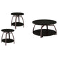 Dacre 3-piece Round Coffee and End Table Set Dark Charcoal