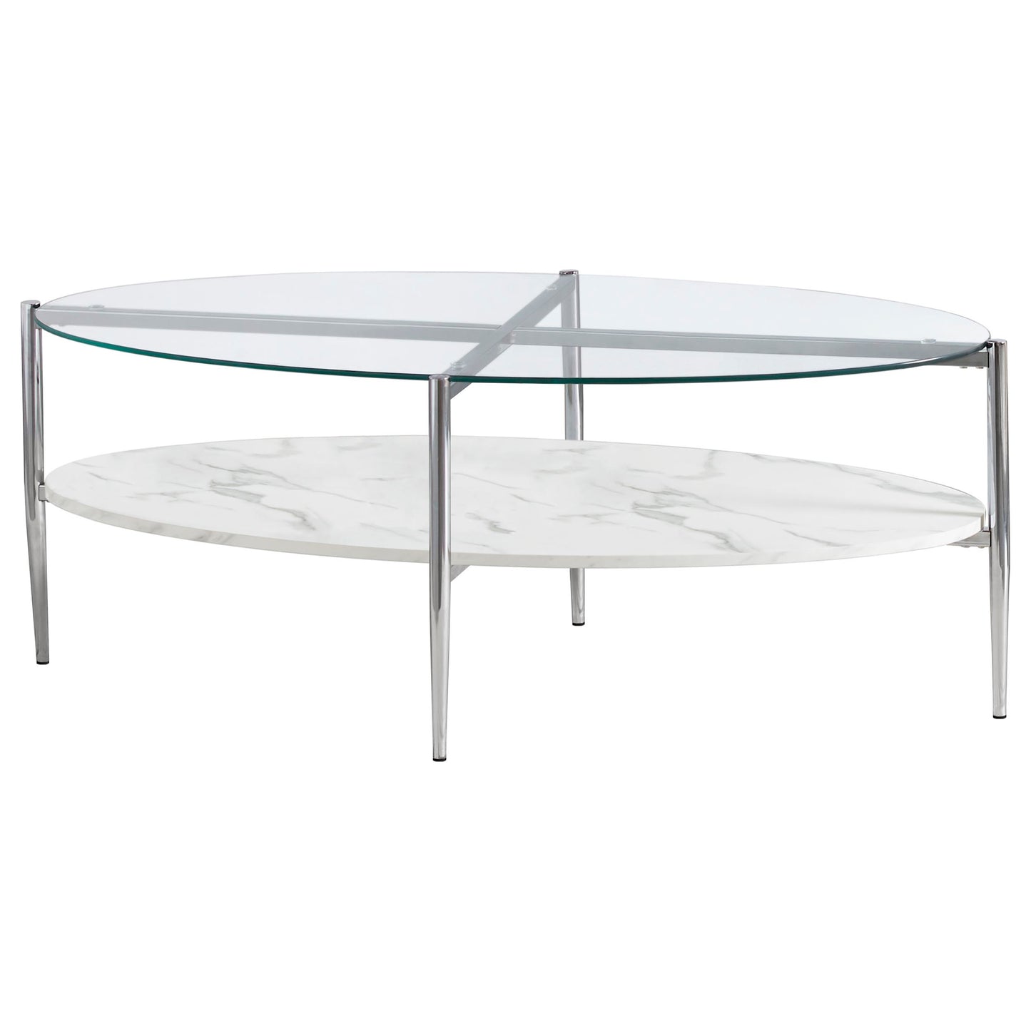 Cadee 2-piece Oval Coffee and End Table Set Chrome
