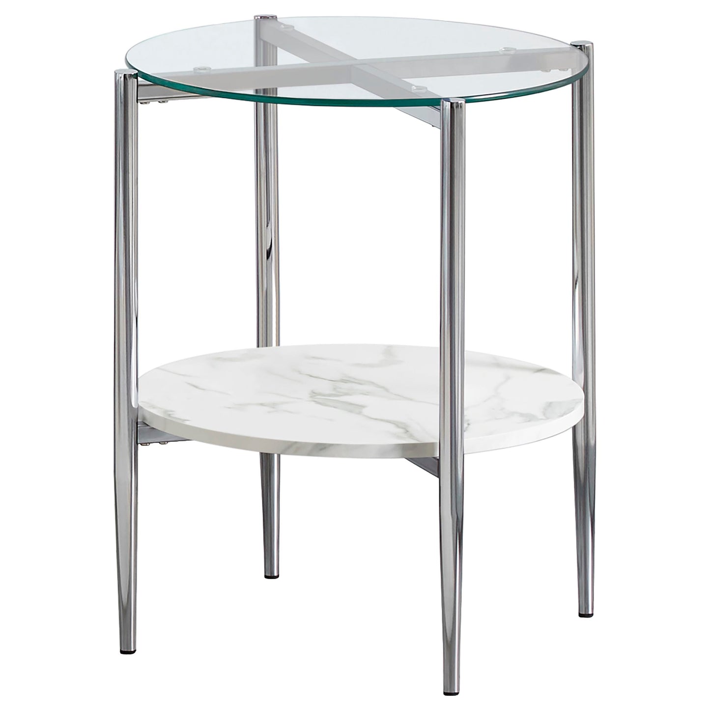 Cadee 3-piece Oval Coffee and End Table Set Chrome
