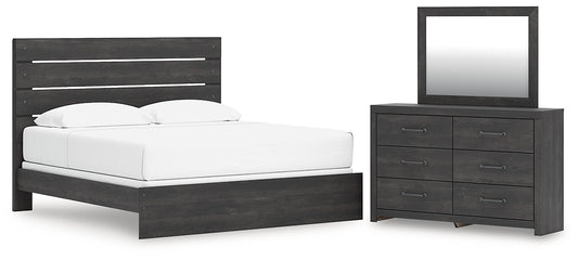 Hollivern King Panel Bed with Mirrored Dresser