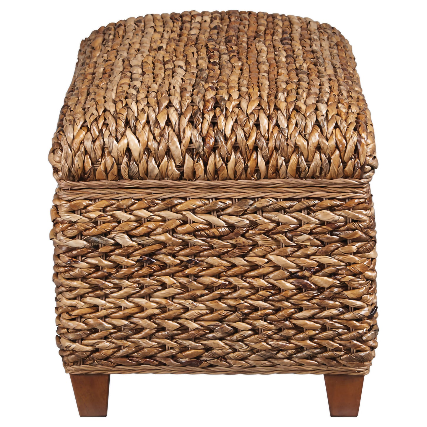 Laughton Hand-Woven Banana Leaf Storage Bench Amber