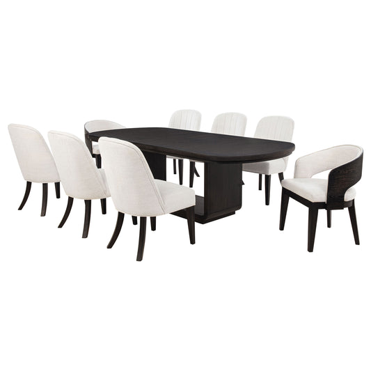 Leandro 9-piece Rectangular Dining Table Set Burnished Black