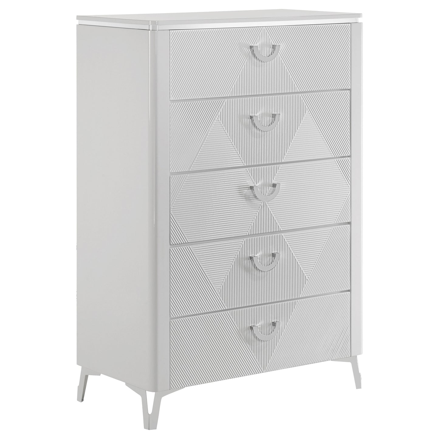 Cassia 5-drawer Bedroom Chest of Drawers White High Gloss