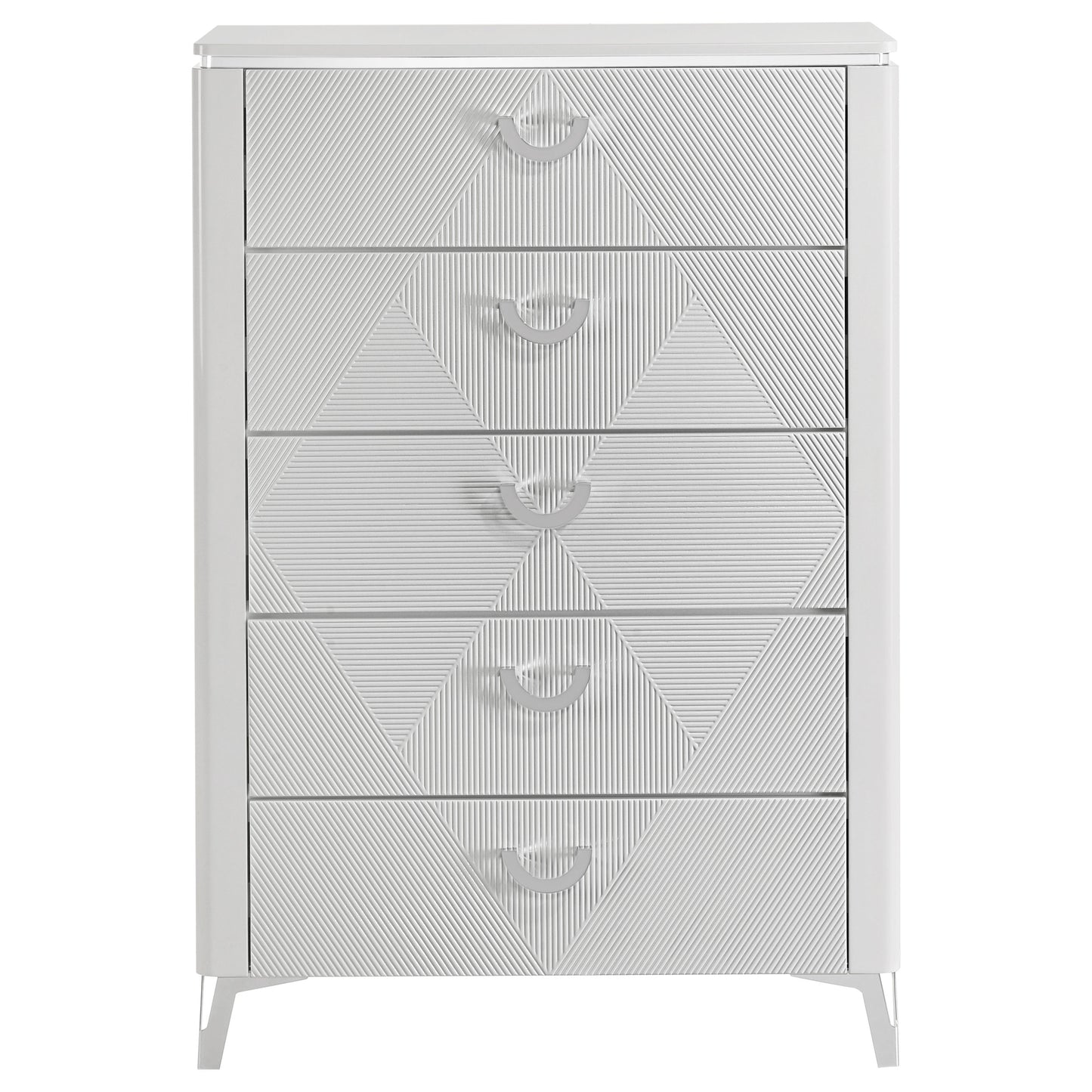Cassia 5-drawer Bedroom Chest of Drawers White High Gloss
