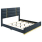 Ines 52-inch Fabric Upholstered Eastern King Panel Bed Navy