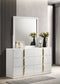 Ines 6-drawer Bedroom Dresser with Mirror White High Gloss