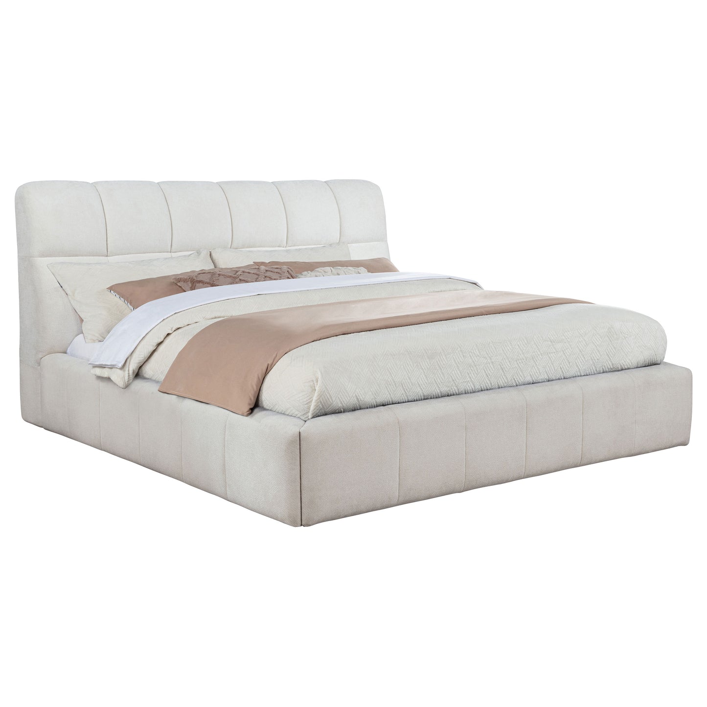 Nollet 48-inch Upholstered California King Platform Bed Cream