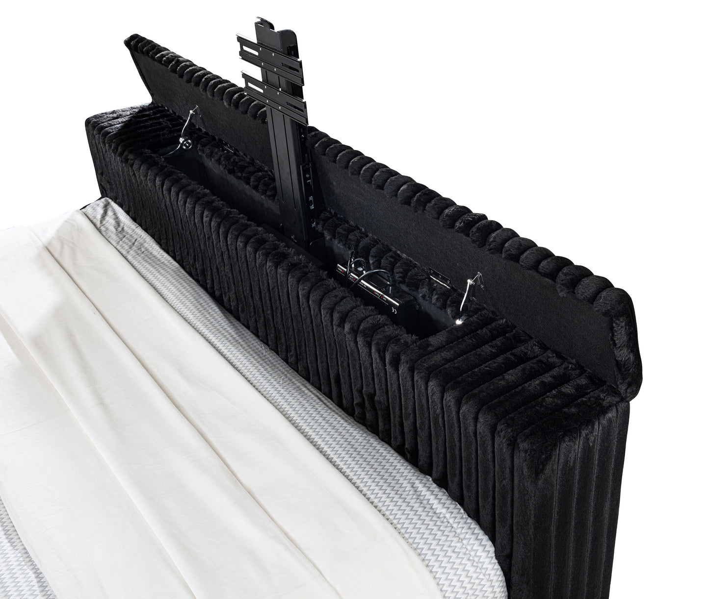 Centergrove Upholstered Eastern King Wingback TV Bed Black