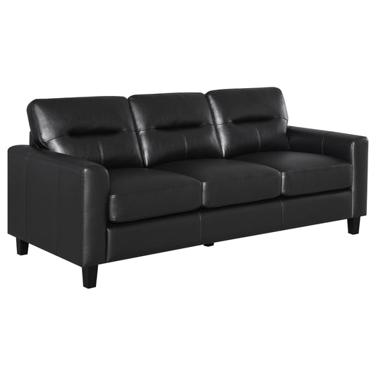 Scotland Faux Leather Upholstered Track Arm Sofa Black