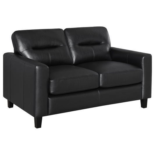 Scotland Faux Leather Upholstered Track Arm Loveseat Black
