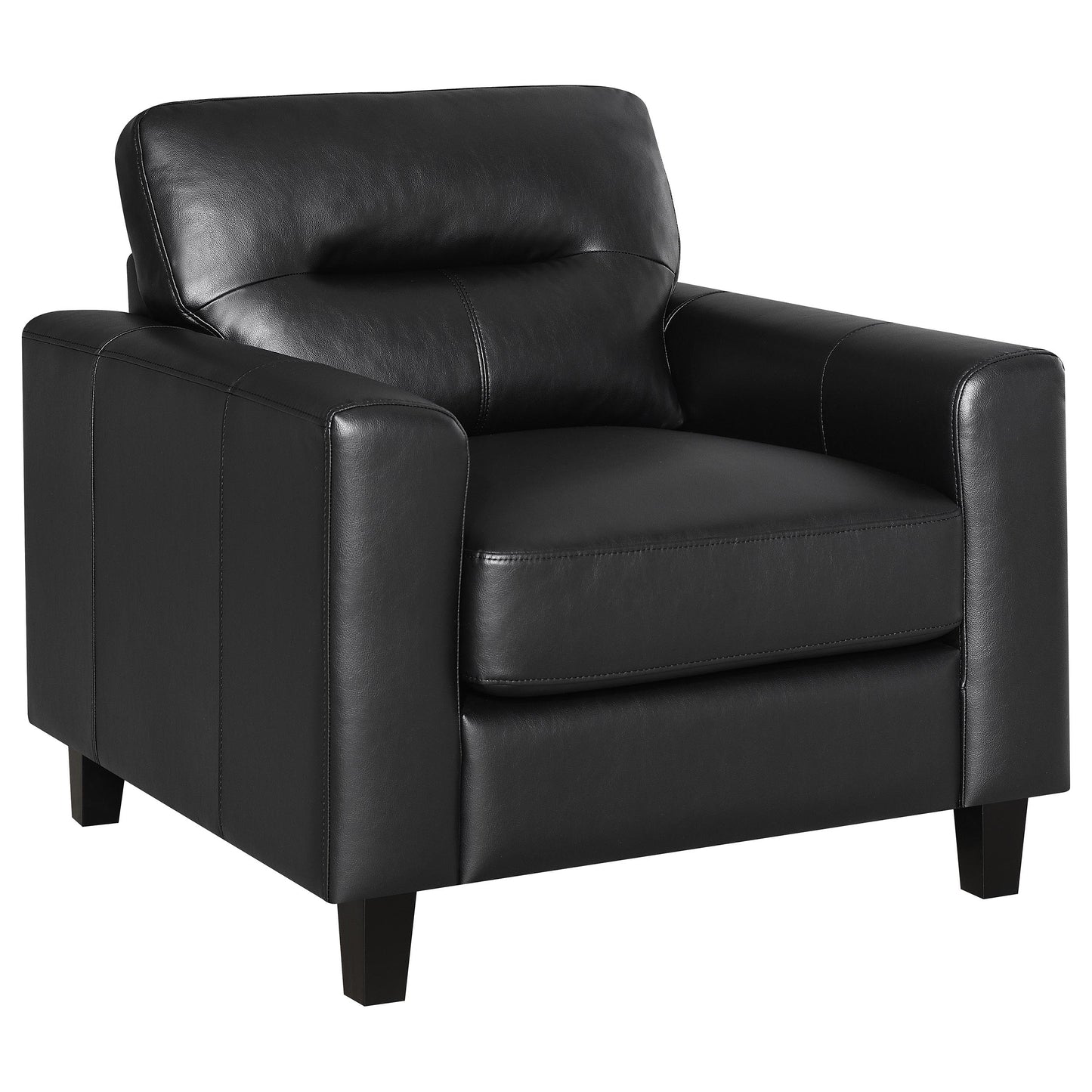 Scotland 3-piece Faux Leather Upholstered Sofa Set Black