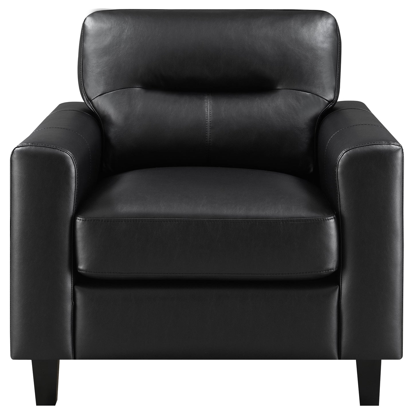 Scotland Faux Leather Upholstered Track Arm Chair Black