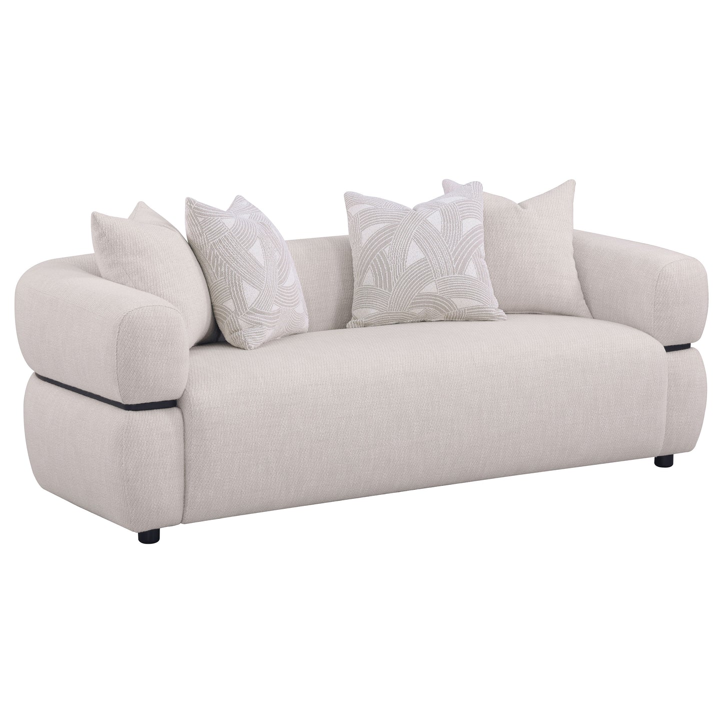 Jeanette 84-inch Fabric Upholstered Round Arm Sofa Beige
