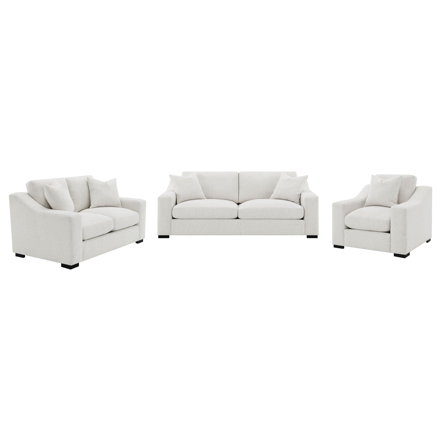 Ashlyn 3-piece Upholstered Track Arm Sofa Set Sand