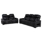 Zuma 2-piece Faux Leather Dual Power LED Sofa Set Black