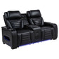 Zuma Faux Leather Dual Power Reclining LED Loveseat Black