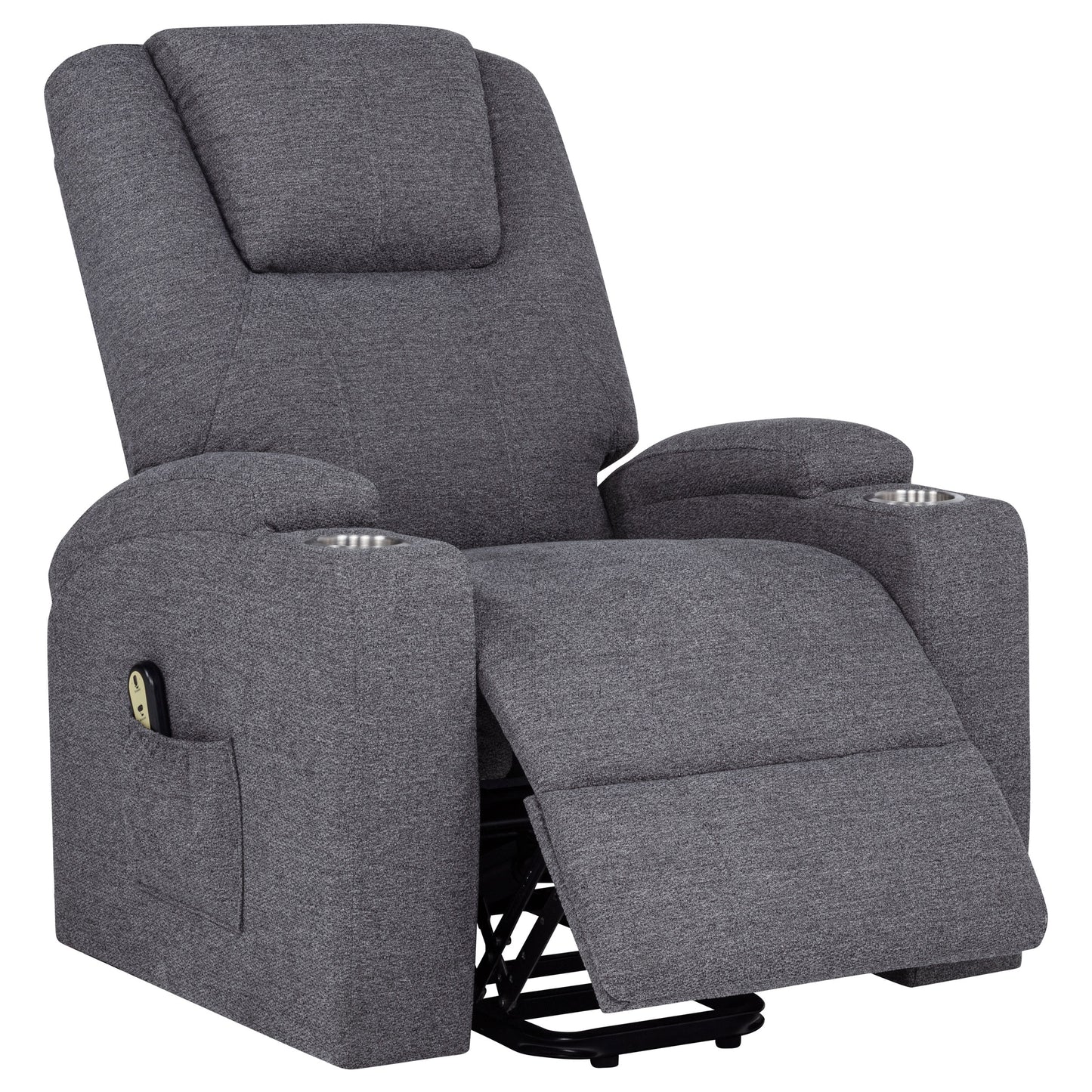 Louie Chenille Upholstered Power Lift Massage Chair Grey