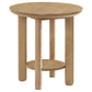 Ottowa Round Wood Side End Table with Shelf Washed Oak