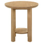 Ottowa Round Wood Side End Table with Shelf Washed Oak