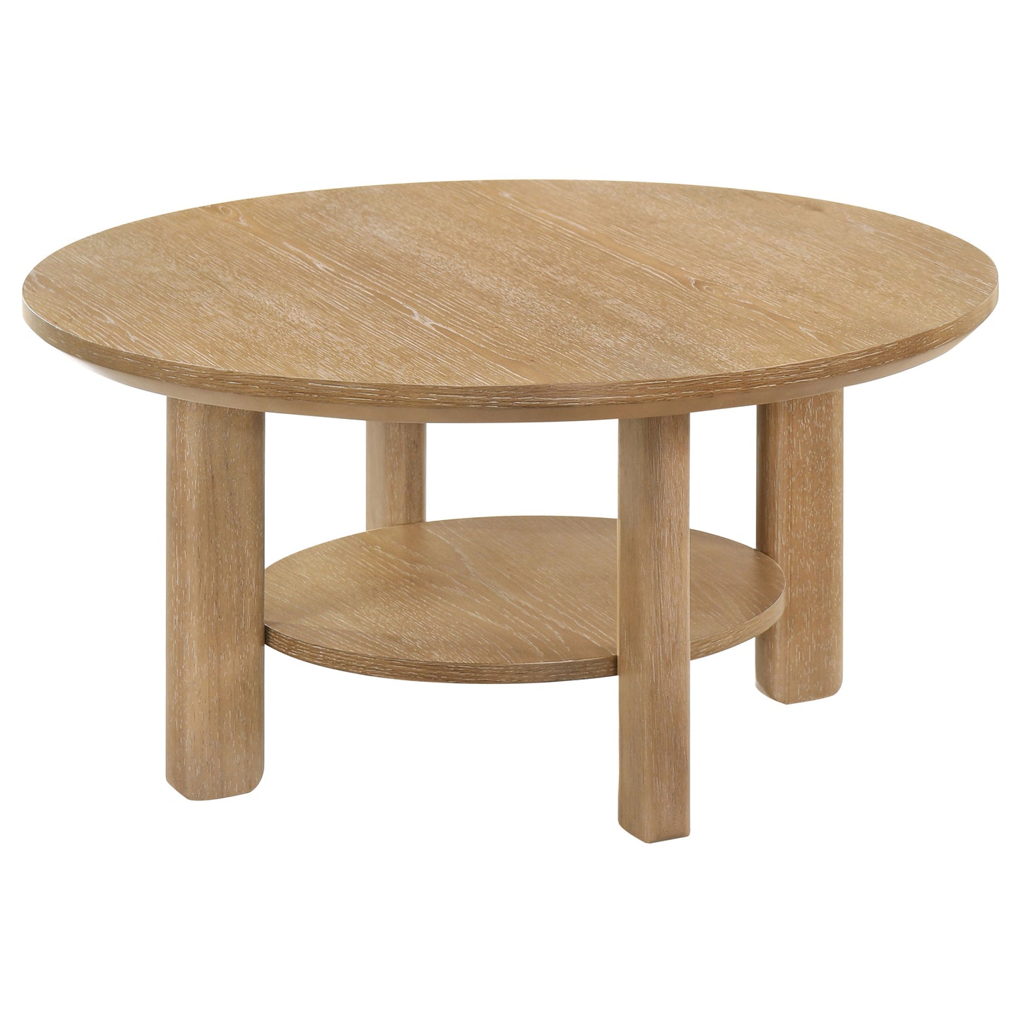 Ottowa 36-inch Round Wood Cocktail Coffee Table Washed Oak