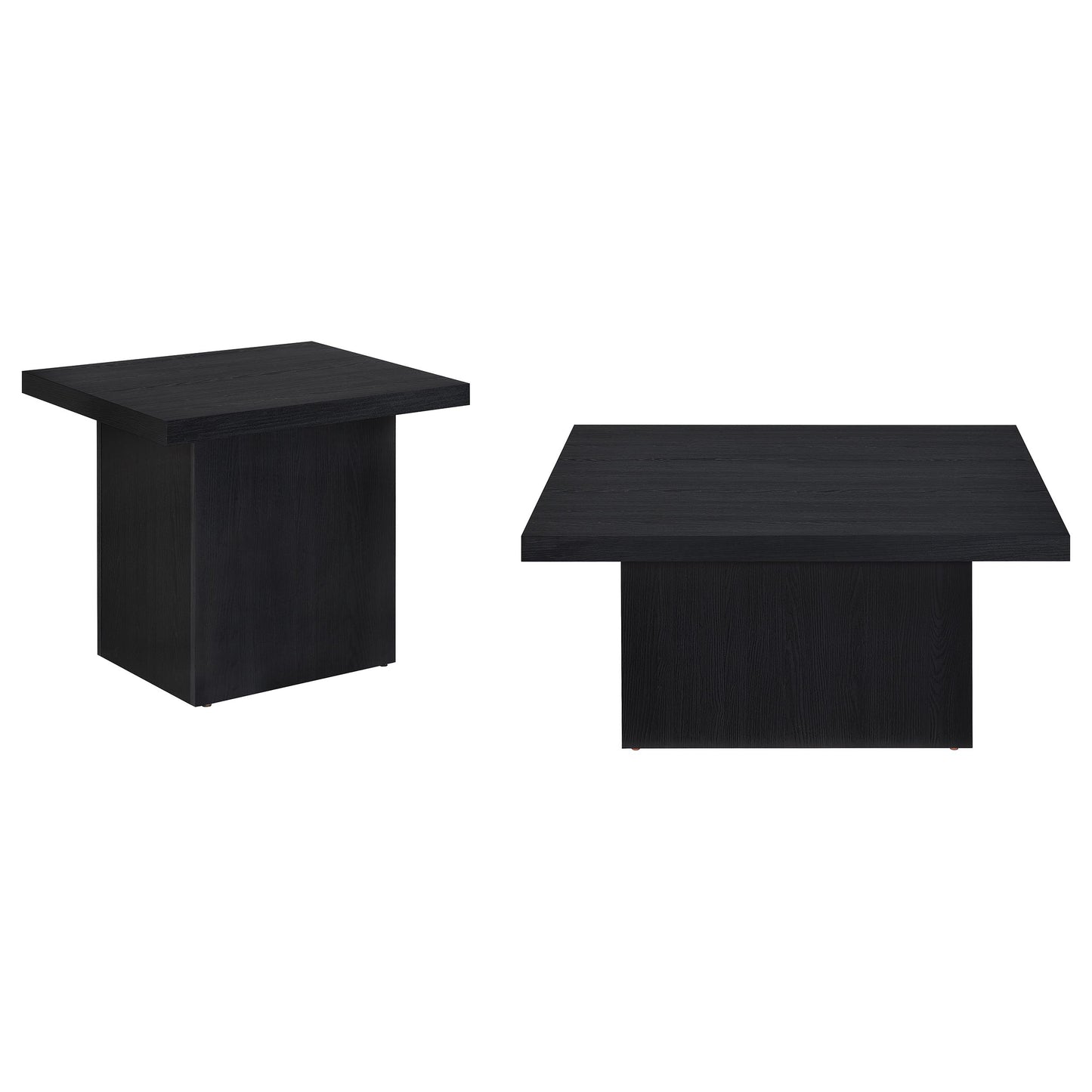 Devar 2-piece Square Cocktail Coffee End Table Set Black