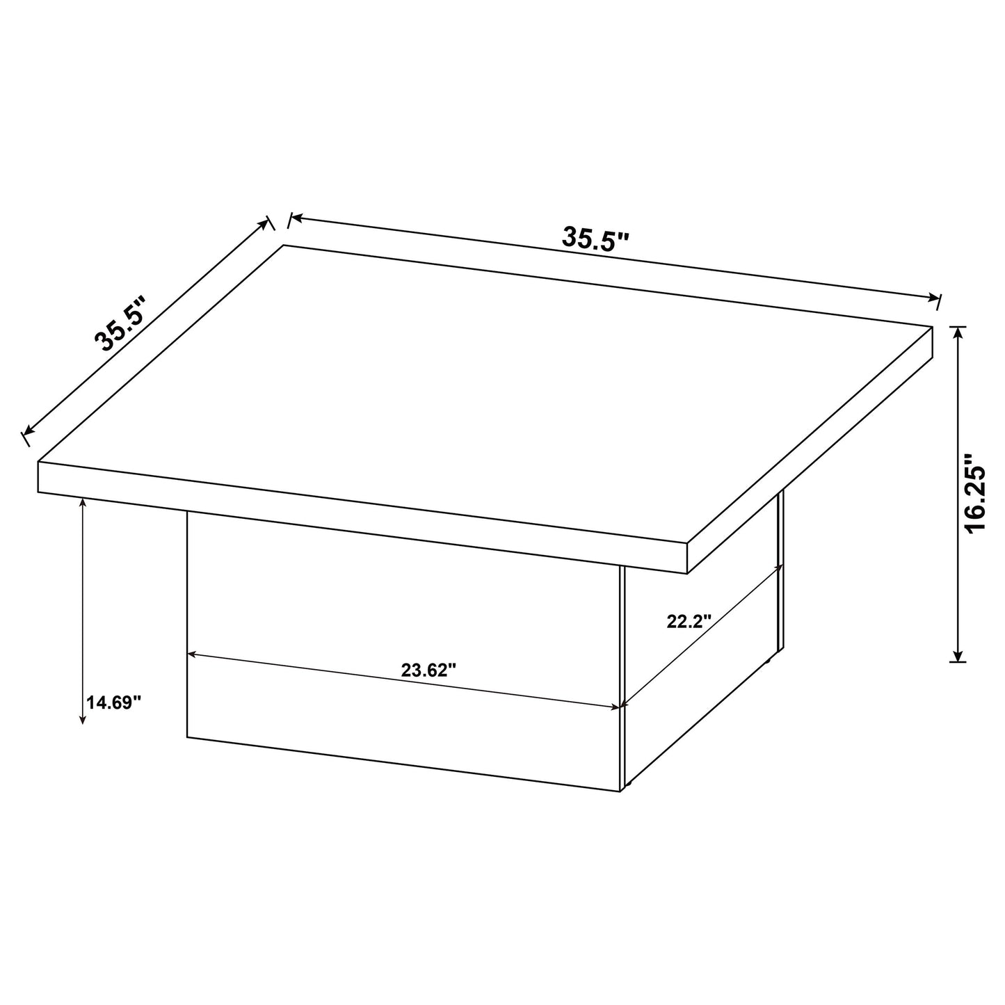 Devar 2-piece Square Coffee End Table Set White High Gloss