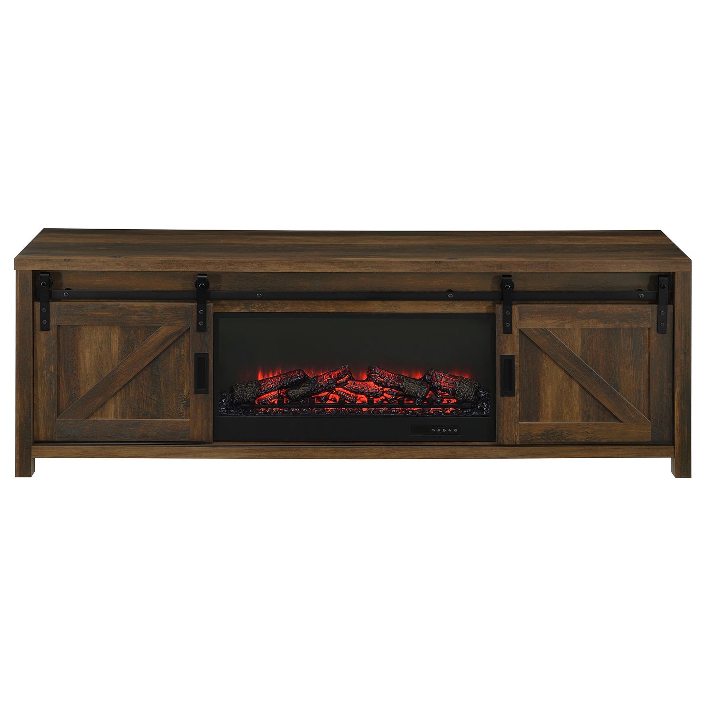 Enfield 71-inch TV Stand Fireplace Media Console Dark Pine