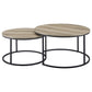 Lainey 2-piece Round Nesting Coffee Table Distressed Pine