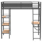 Campus 3-shelf Metal Twin Workstation Loft Bed Matte Black