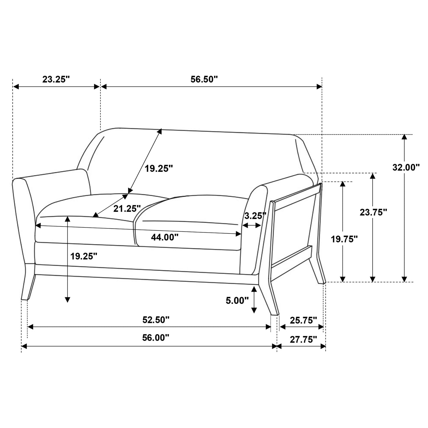 Vaughn 2-piece Fabric Upholstered Flared Arm Sofa Set Grey