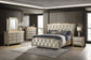 Lorient Queen LED Upholstered Wingback Bed Ivory and Camel