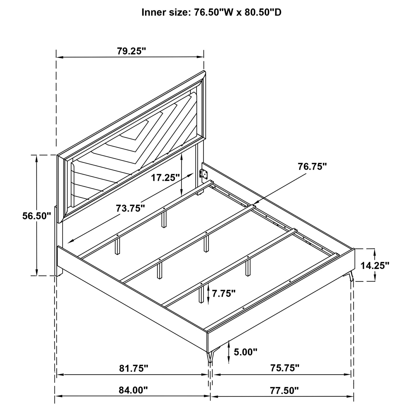 Cassia 5-piece Eastern King LED Bedroom Set White High Gloss
