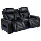Zuma 3-piece Faux Leather Dual Power LED Sofa Set Black