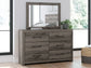 Graystorm Full Panel Bed with Storage with Mirrored Dresser and Nightstand