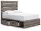 Graystorm Full Panel Bed with Storage with Mirrored Dresser and Nightstand