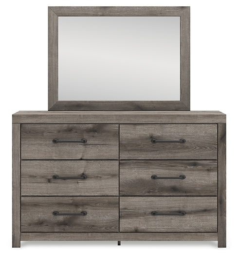 Graystorm Full Panel Bed with Mirrored Dresser