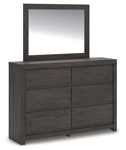 Fraluna King Panel Storage Bed with Mirrored Dresser, Chest and Nightstand