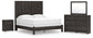 Fraluna King Panel Bed with Mirrored Dresser and Nightstand