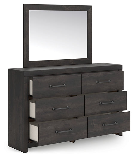 Hollivern Twin Panel Storage Bed with Mirrored Dresser and Nightstand