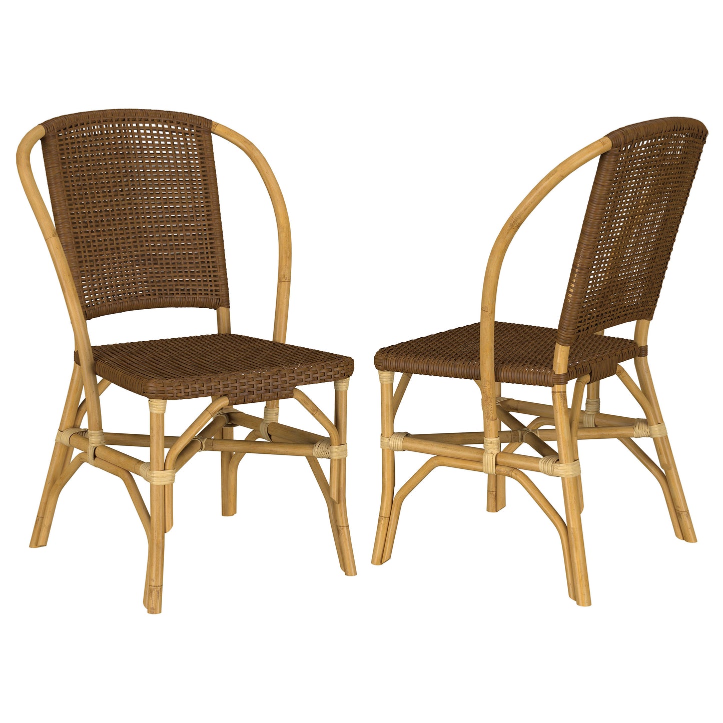 Lexley Woven Rattan Dining Side Chair Brown (Set of 2)