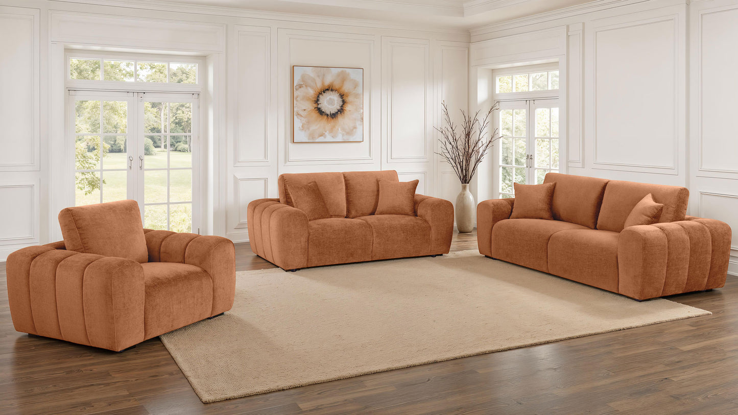 Burnett Chenille Upholstered Wide Arm Sofa Burnt Orange